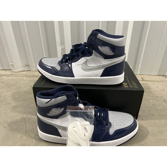 New Nike Jordan 1 Retro High Golf Shoes Patent Midnight Navy DQ0660-100 Sz 9 main image 5